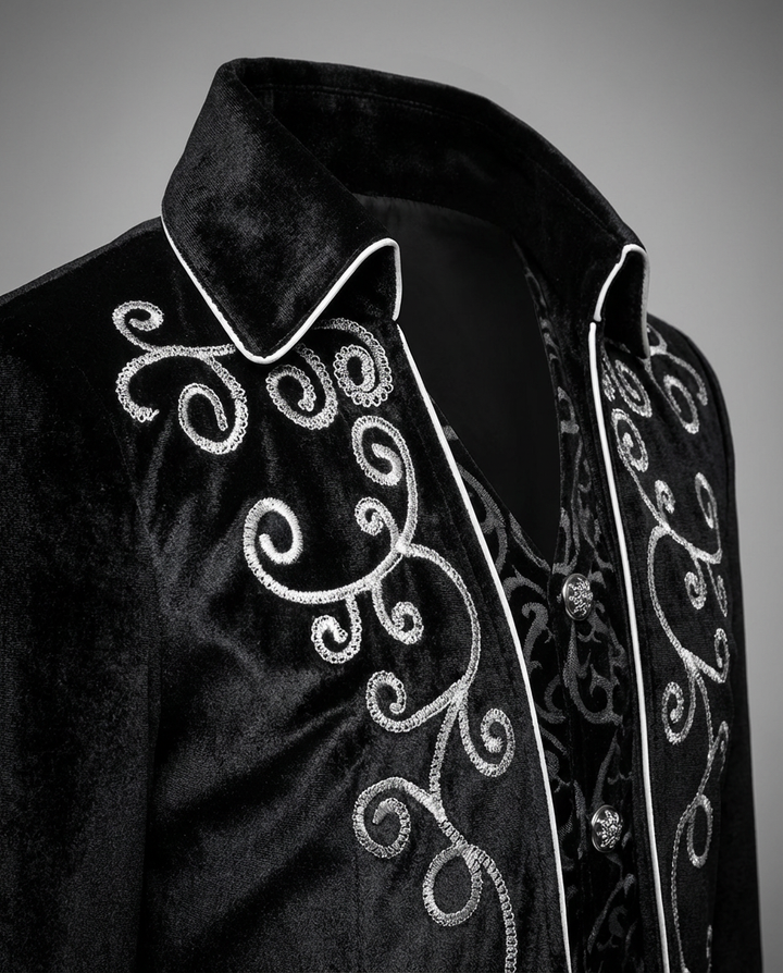 Gothic Palace Embroidered Black Regency Tailcoat Jacket for Men – Vintage Formal Ceremony Coat Tailor Made Plus Size