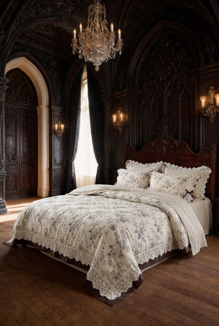 The 'Maison Brume' Floral Linen Cotton Bedding Set