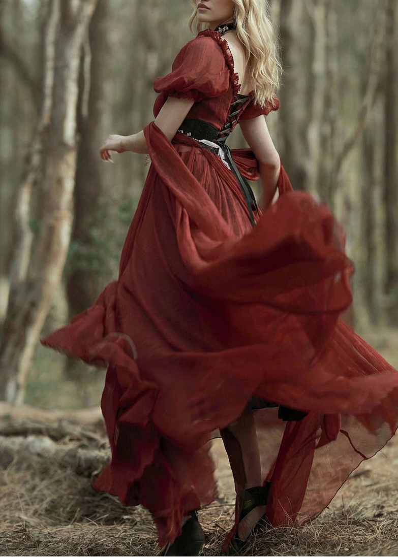Burgundy Red Bridgerton Dress - Greek Goddess - Regency Ball Gown Empire Waist