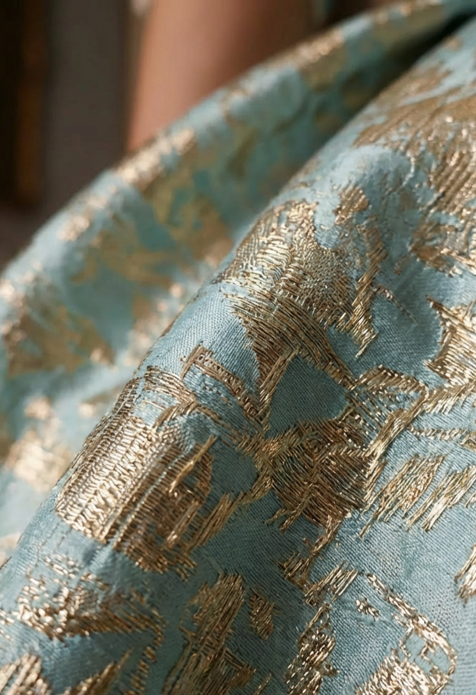 REGENCY ERA TEAL JACQUARD CORSET DRESS WITH LACE LONG SLEEVE - 1800S REGENCY BALL GOWN- PLUS SIZE