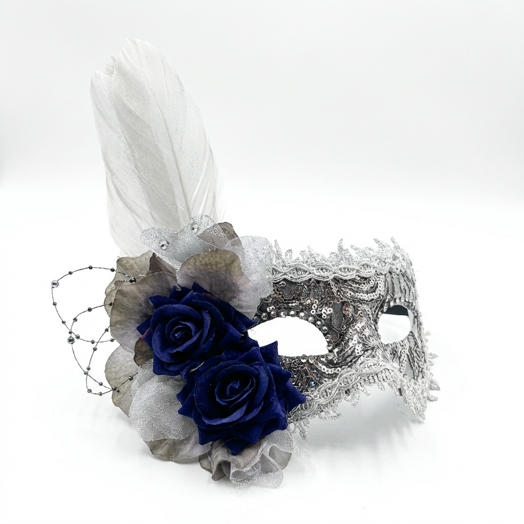 Rosette Nocturne – Embellished Lace Masquerade Mask