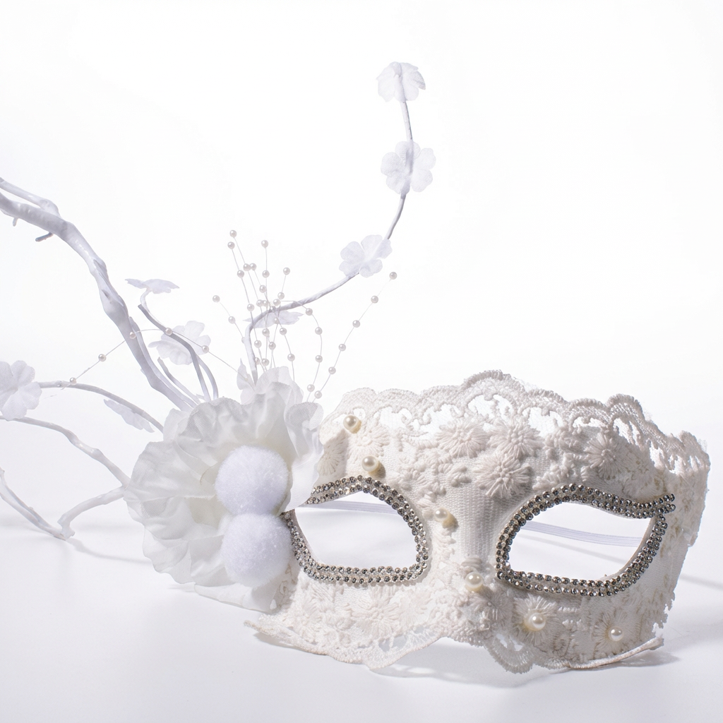 Blanc Étoile – Ivory Lace Masquerade Mask