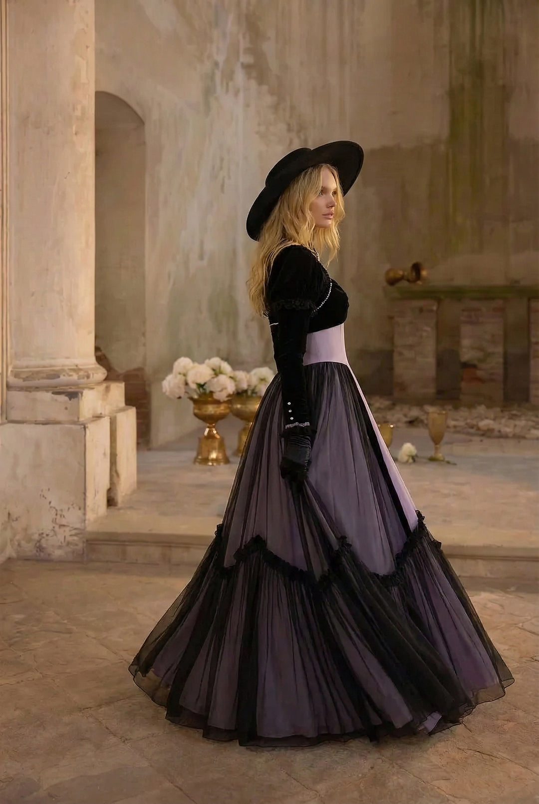 PURPLE LOLITA DRESS WITH CAPLE - CLASSIC LOLITA GOTHIC BALL GOWN - PLUS SIZE