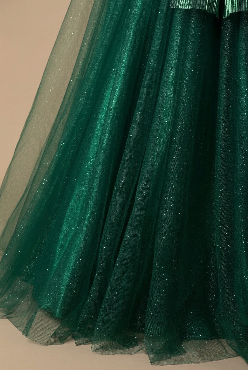 Gothic Emerald Green Ball Gown with Luminous Pleated Accents - Green Evening Dress Plus Size Size 18W / Teal Green / Dress Gothic Emerald Green Ball Gown with Luminous Pleated Accents - Green Evening Dress Plus Size Size 18W / Teal Green / Dress