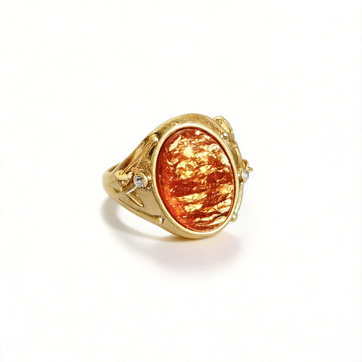 Ember Relic – Handmade Vintage Orange Resin Statement Ring – Hogworth