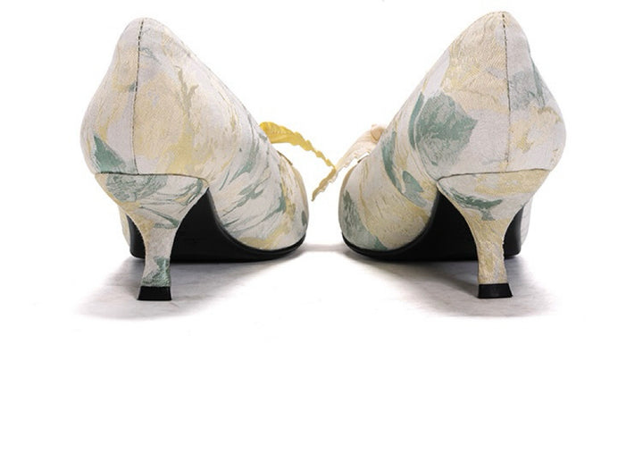 Yellow Regency Heels and Lolita Mules - Lolita Shoes with Bow