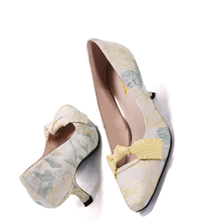 Yellow Regency Heels and Lolita Mules - Lolita Shoes with Bow