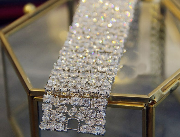 Luxury Cubic Zirconia Bracelet - Bridal Bracelets with Sparkling Bangle