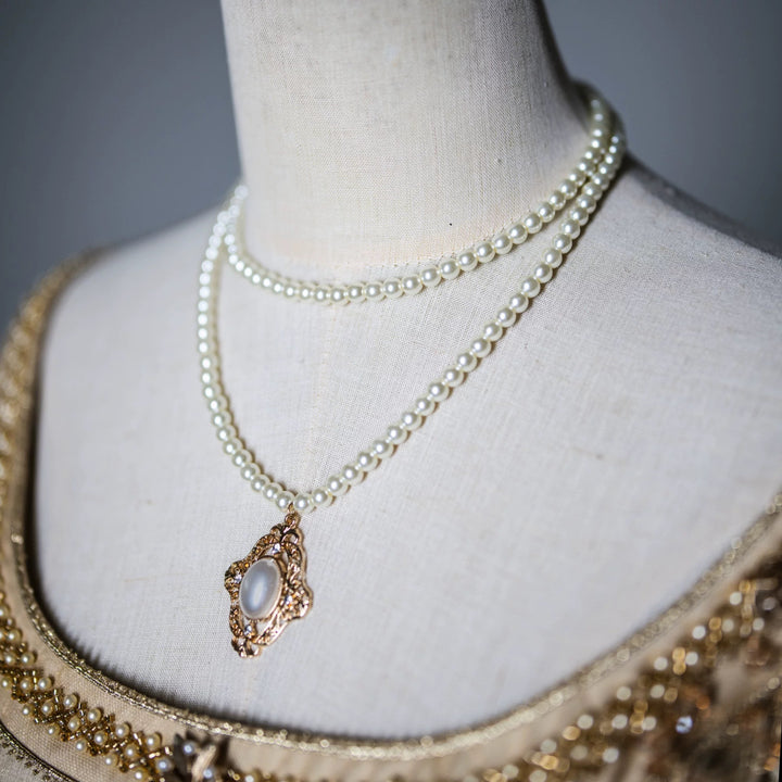 Bridgerton-Inspired Handmade Regency Era Pearl Pendant Necklace Jewelry