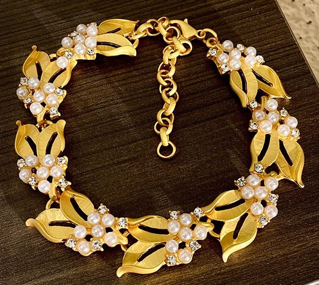 Bridgerton-Inspired Handmade Regency Era Pearl and Gold Bracelet Jewelry