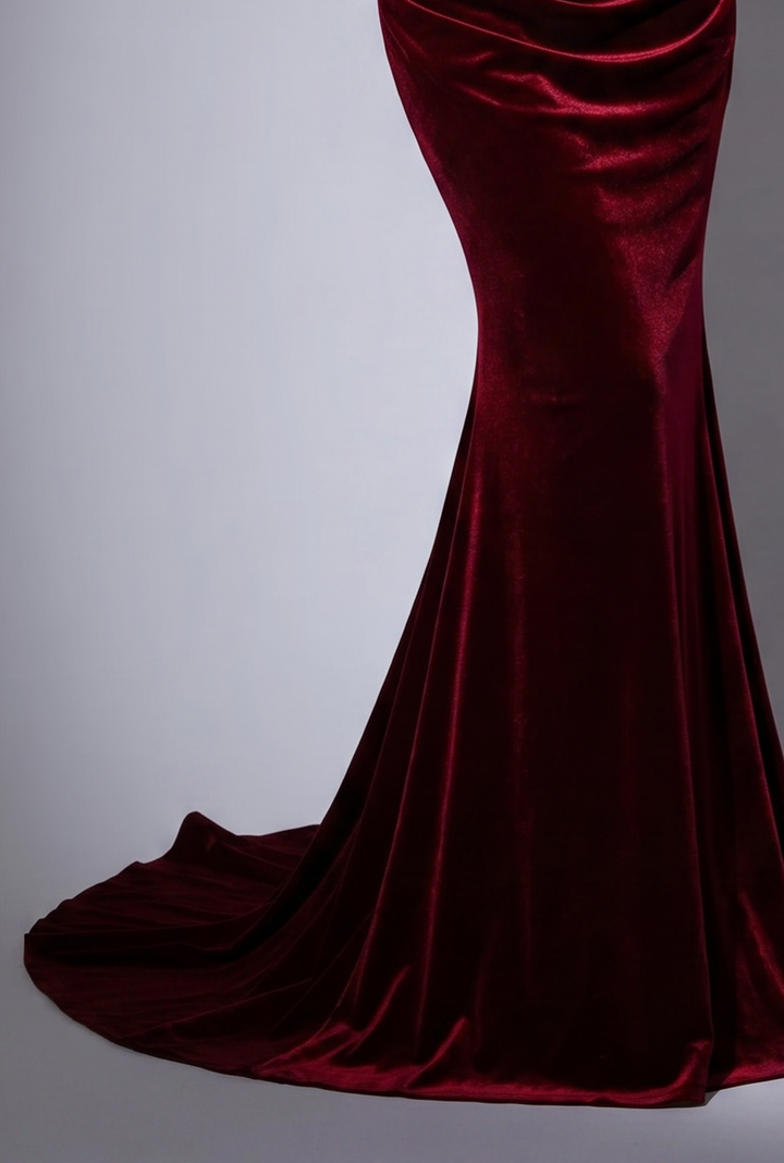 Burgundy Gothic Evening Dress with Floral Appliqué - Elegant Red Evening Gown Plus Size