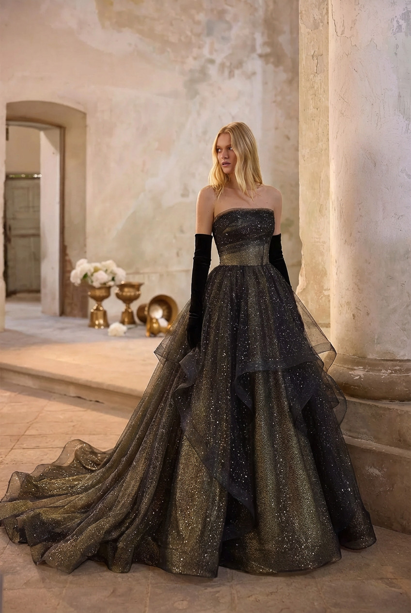 Gothic Bridal Dresses Dark Fairylike Sequined Ball Gown WonderlandByLilian Gothic Bridal Dresses Dark Fairylike Sequined Ball Gown WonderlandByLilian