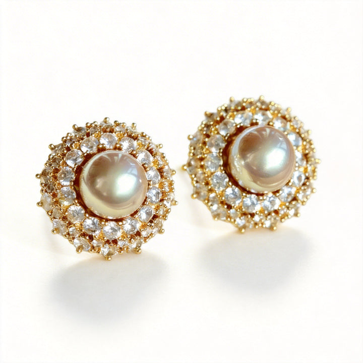 Golden Reverie – Vintage Pearl Earrings - The Royal Palace of Madrid