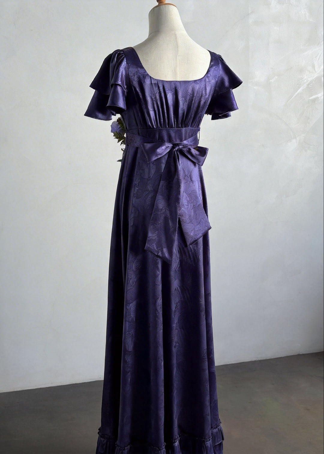 Regency Era Royal Purple Empire Waist Dress with Flutter Sleeves and F WonderlandByLilian Regency Era Royal Purple Empire Waist Dress with Flutter Sleeves and F WonderlandByLilian