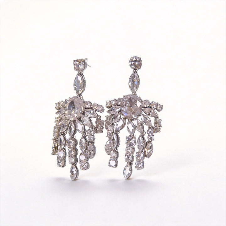 Stardust Fan – Crystal Waterfall Statement Earrings