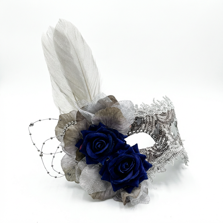 Rosette Nocturne – Embellished Lace Masquerade Mask