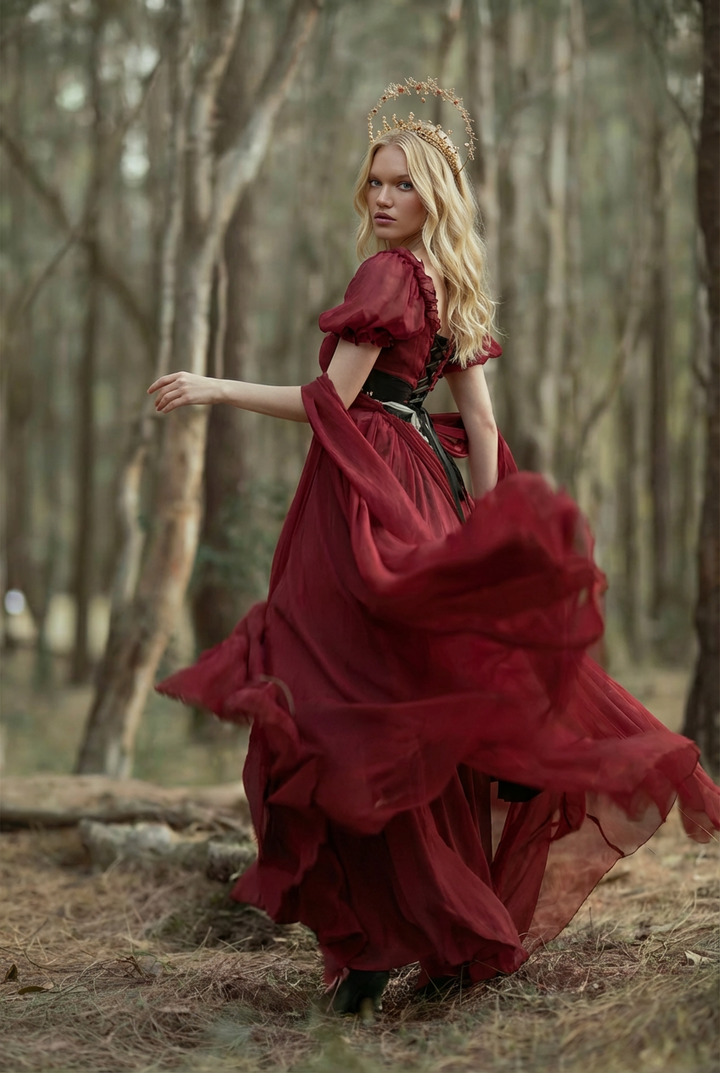 Burgundy Red Bridgerton Dress - Greek Goddess - Regency Ball Gown Empire Waist - Plus Size