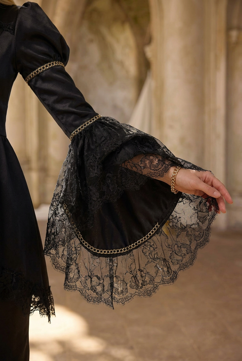 black bell sleeve long dress Meimeij Black Bell Sleeve Midi Dress Timeless