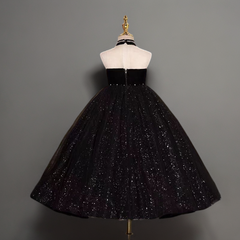 Gothic Black Sparkly Tulle Flower Girl Dress with Sweetheart Neckline for Special Occasion - Plus Size 12-18 month Gothic Black Sparkly Tulle Flower Girl Dress with Sweetheart Neckline for Special Occasion - Plus Size 12-18 month