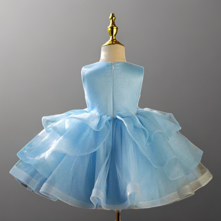 Blue Sequin Tulle Flower Girl Dress for Wedding – Sleeveless Plus Size