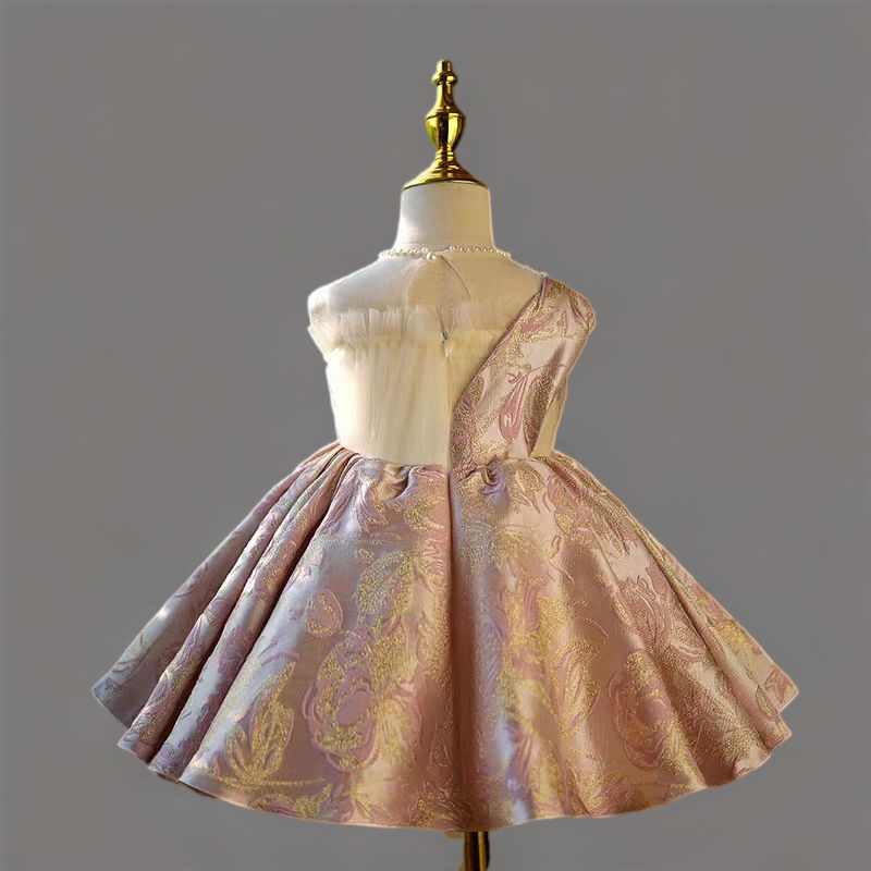 Blush Pink Brocade Flower Girl Dress for Wedding One-Shoulder Plus S WonderlandByLilian Blush Pink Brocade Flower Girl Dress for Wedding One-Shoulder Plus S WonderlandByLilian