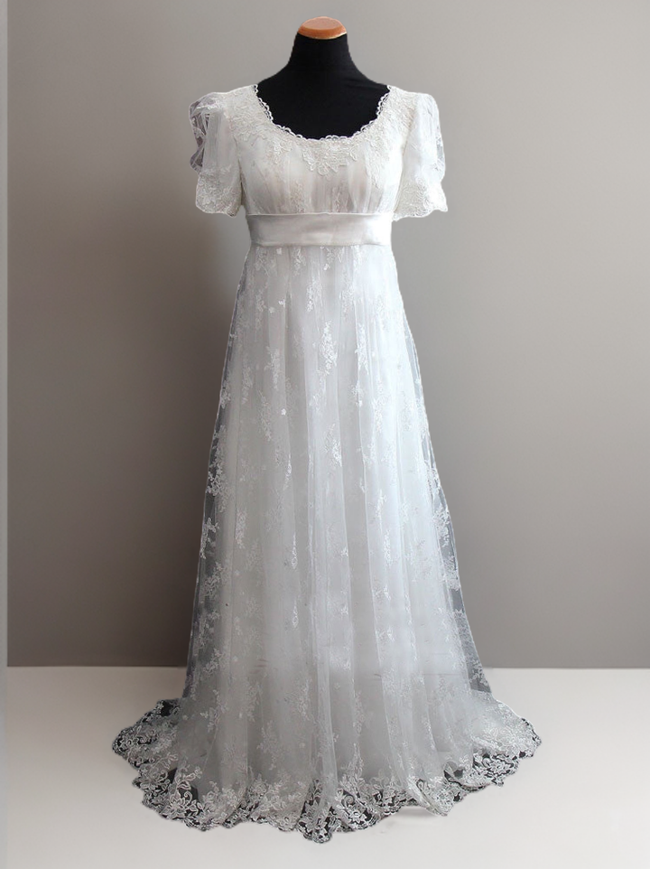 Regency Style Lace Wedding Dress With Empire Waist