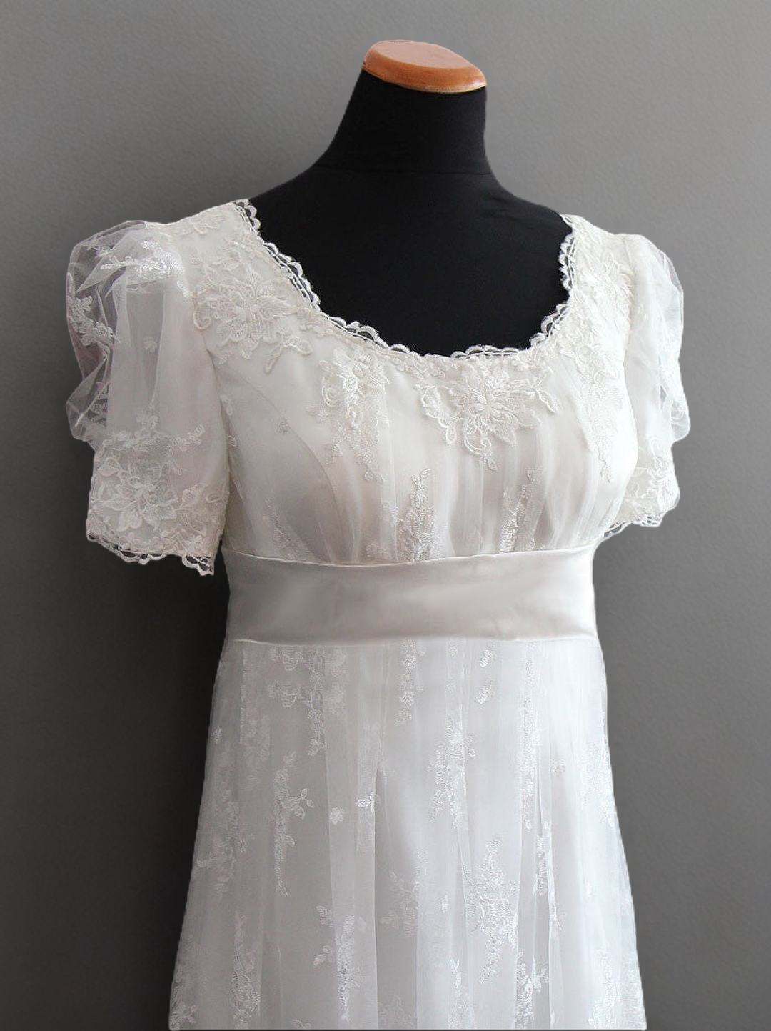 Regency Style Lace Wedding Dress With Empire Waist