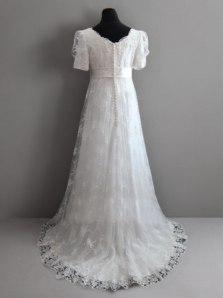 Regency Style Lace Wedding Dress With Empire Waist