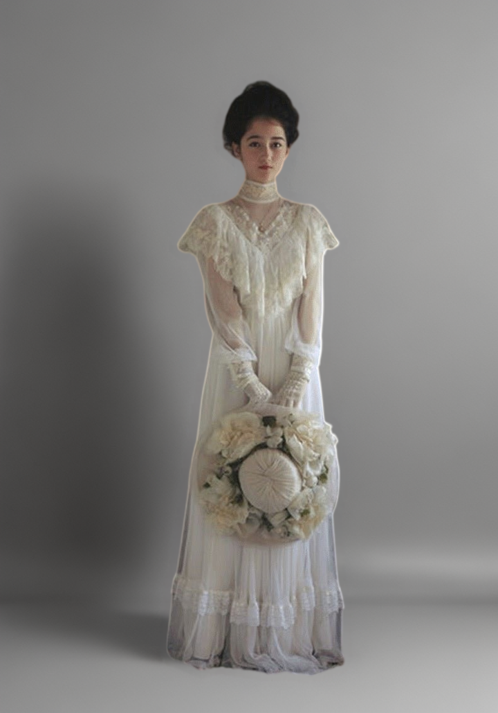 Modest Lace Wedding Dress - Long Sleeve Victorian Bridal Dress -  Gunne Sax Inspired Plus Size