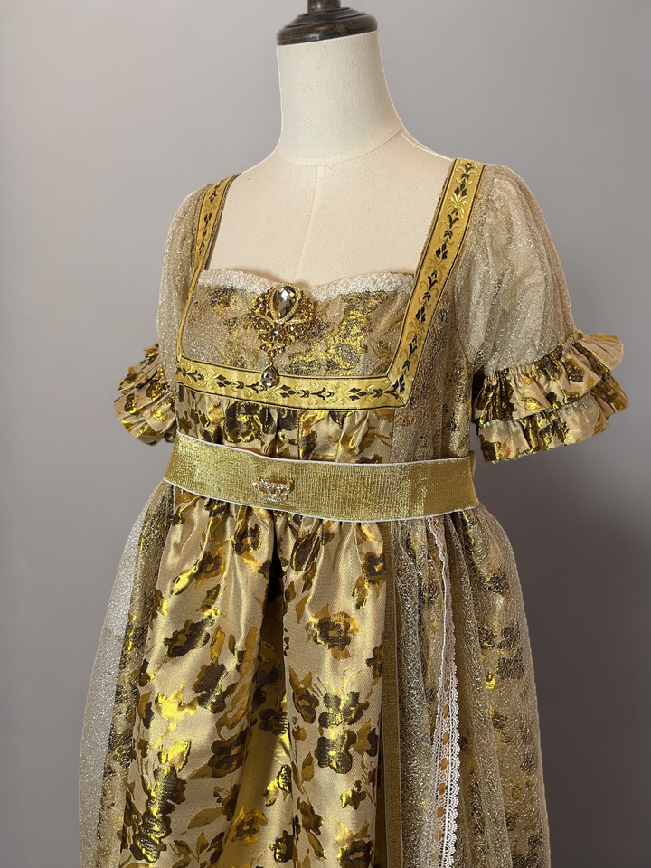 Rococo Sand Dress in Gold with Puff Sleeves and Empire Waist – Marie Antoinette Style Ball Gown Plus Size