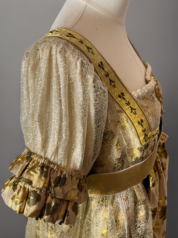 Rococo Sand Dress in Gold with Puff Sleeves and Empire Waist – Marie Antoinette Style Ball Gown Plus Size