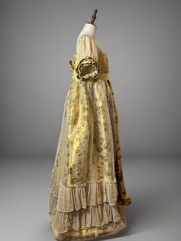 Rococo Sand Dress in Gold with Puff Sleeves and Empire Waist – Marie Antoinette Style Ball Gown Plus Size