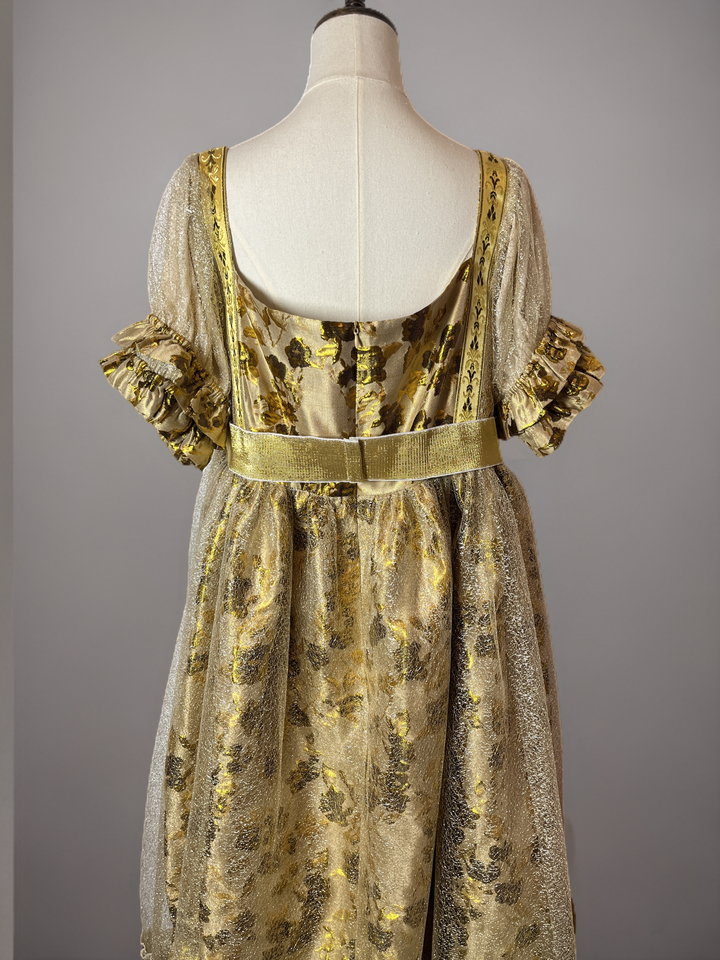 Rococo Sand Dress in Gold with Puff Sleeves and Empire Waist – Marie Antoinette Style Ball Gown Plus Size