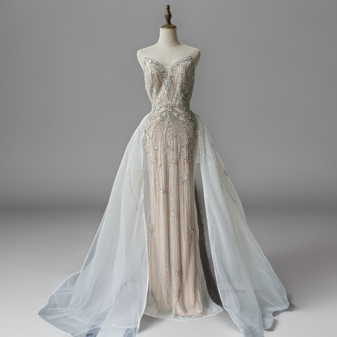 Champagne Sequin Ball Gown with Strapless Sweetheart Bodice – Glitter Maxi Dress Plus Size