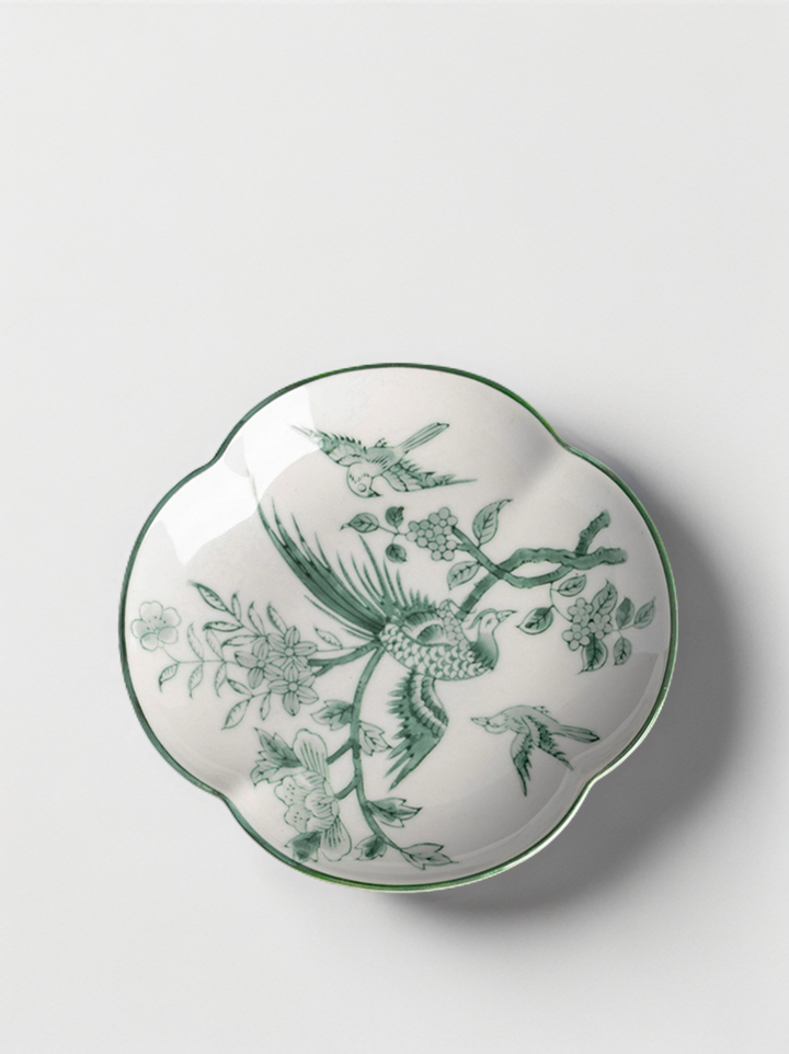Vintage-Inspired European Import Hand-Painted Porcelain Plate in Celadon Green