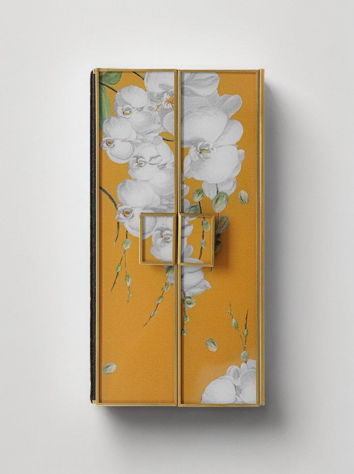 Vintage-Inspired Handmade French Yellow Orchid Painted Glass Jewelry Box