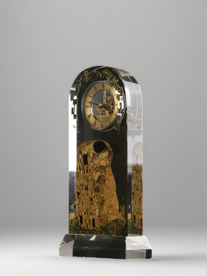 Vintage-Inspired Handmade French Crystal Clock with Brass Roman Dial