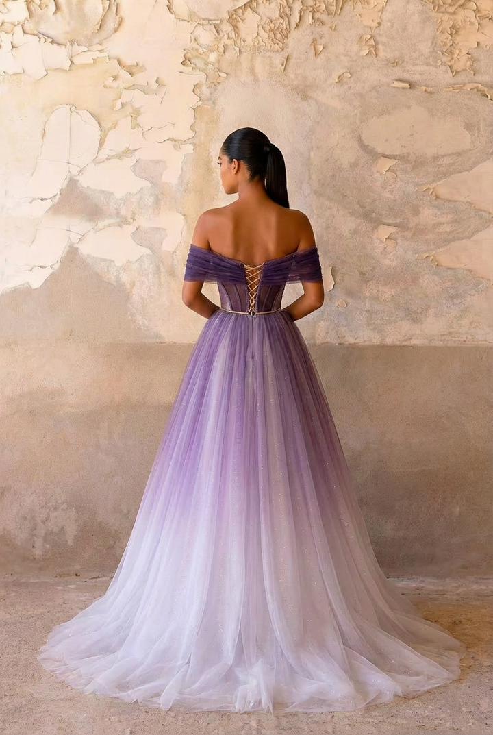 Gothic Purple Wedding Dress With Tulle - Gothic Strapless Ball Gown Plus Size