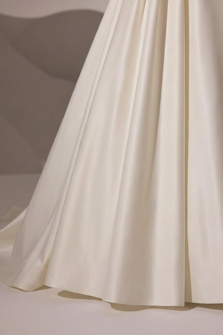 Victorian Antique Vintage Ivory White Satin A-Line Wedding Dress with Off-Shoulder Puff Sleeves and Bow Accents - Plus Size