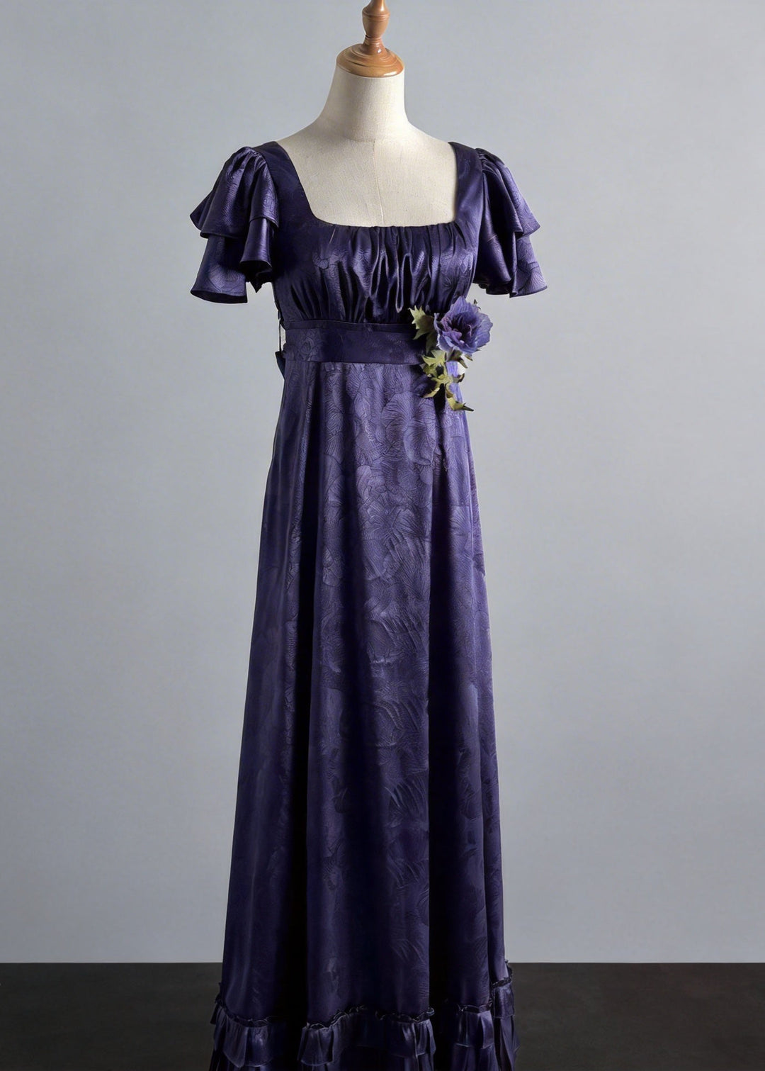 Regency Era Royal Purple Empire Waist Dress with Flutter Sleeves and F WonderlandByLilian Regency Era Royal Purple Empire Waist Dress with Flutter Sleeves and F WonderlandByLilian