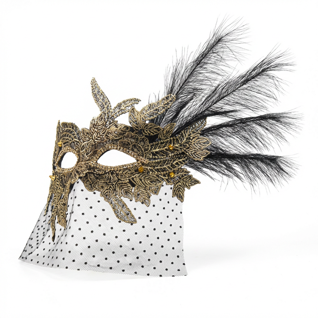 Velour Intrigue – Baroque Veiled Masquerade Mask