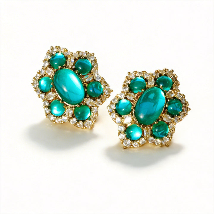 Crown of Emeralds – Vintage Statement Earrings - Fahad