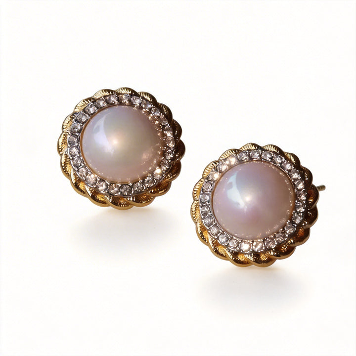 Golden Halo Waltz – Handmade Vintage Pearl Earrings – Opera