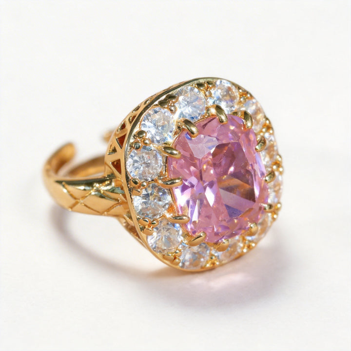 Eternal Blossom – Handmade Vintage-Style Pink Cushion Cut Ring - Magnificent