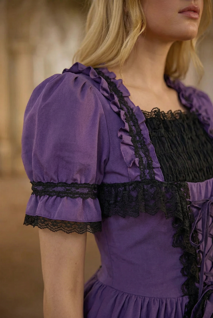 Gothic Lolita Dress – Victorian-Inspired Purple and Black Short Party Dress