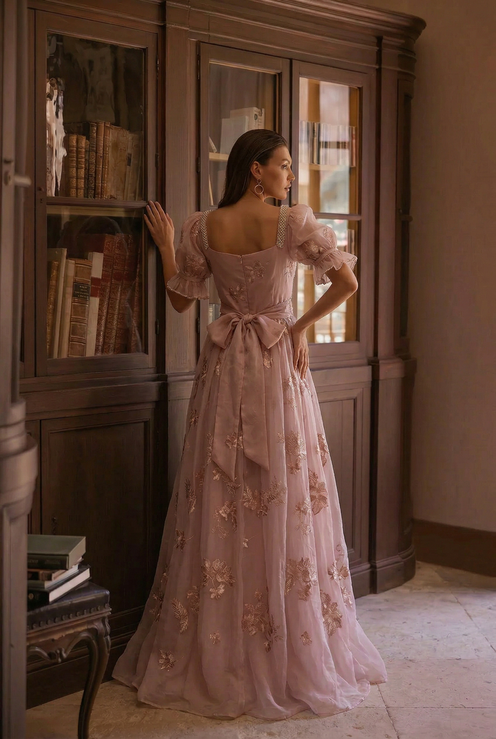 Bridgerton Regency Era Pink Dress Plus Size - Empire Waist Ball Gown - Regency Wedding Dress - Custom Made