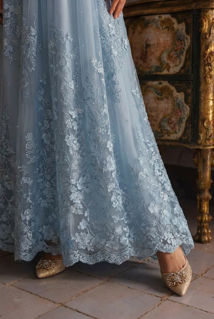 Bridgerton Daphne Blue Pink Lilac Lace Dress With Beading- Regency Era Blue Lace Dress Plus Size