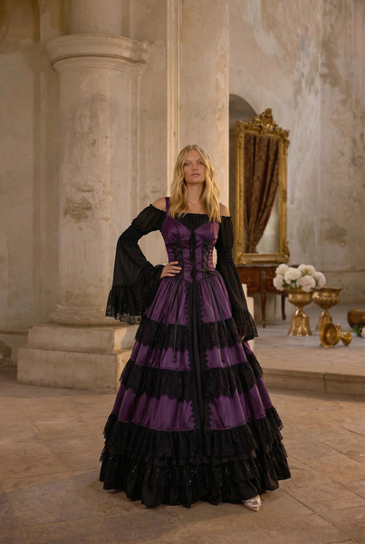 black and purple long dress Gothic Lolita Ball Gown How Rave Outfits Have Please note this is highneck Color:London Fog