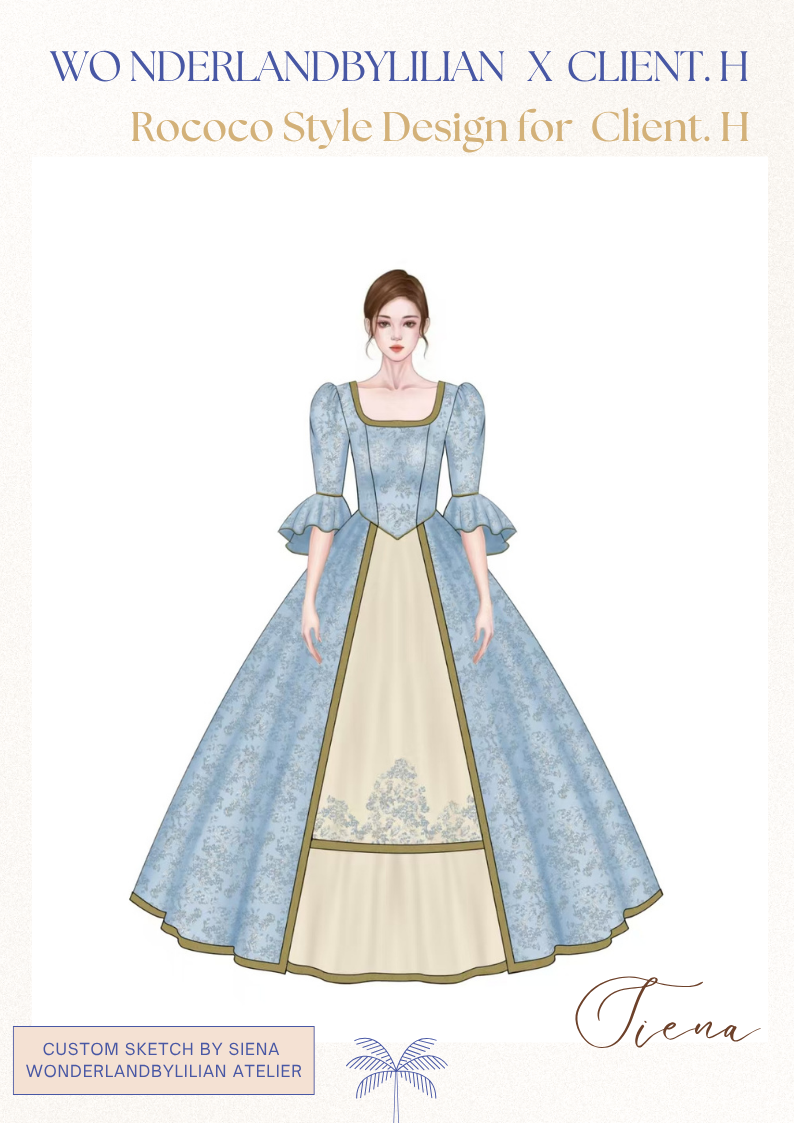 Personalized Digital Custom Gown Sketch & Fabric Sample Selection