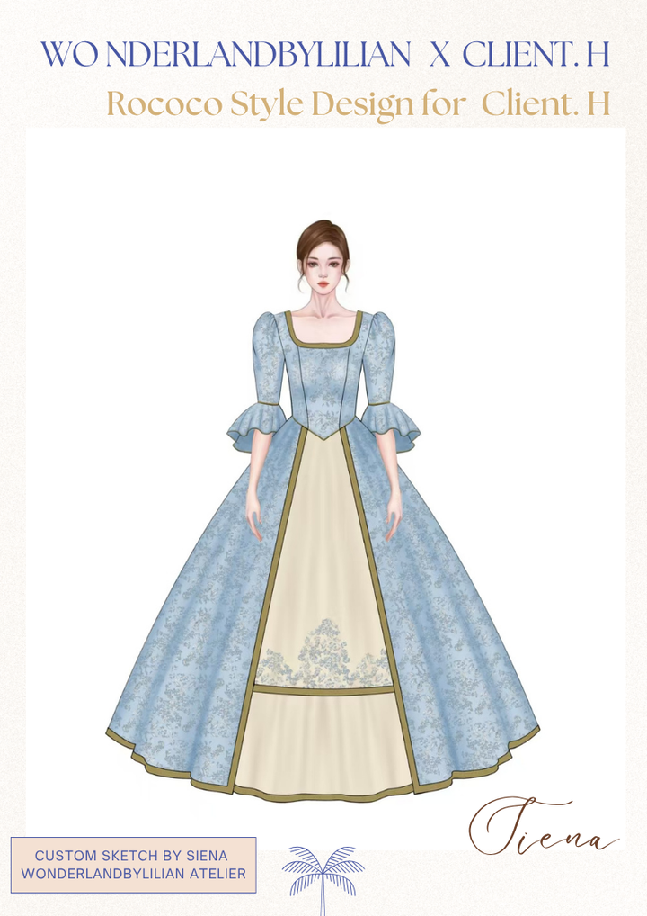 Personalized Digital Custom Gown Sketch & Fabric Sample Selection